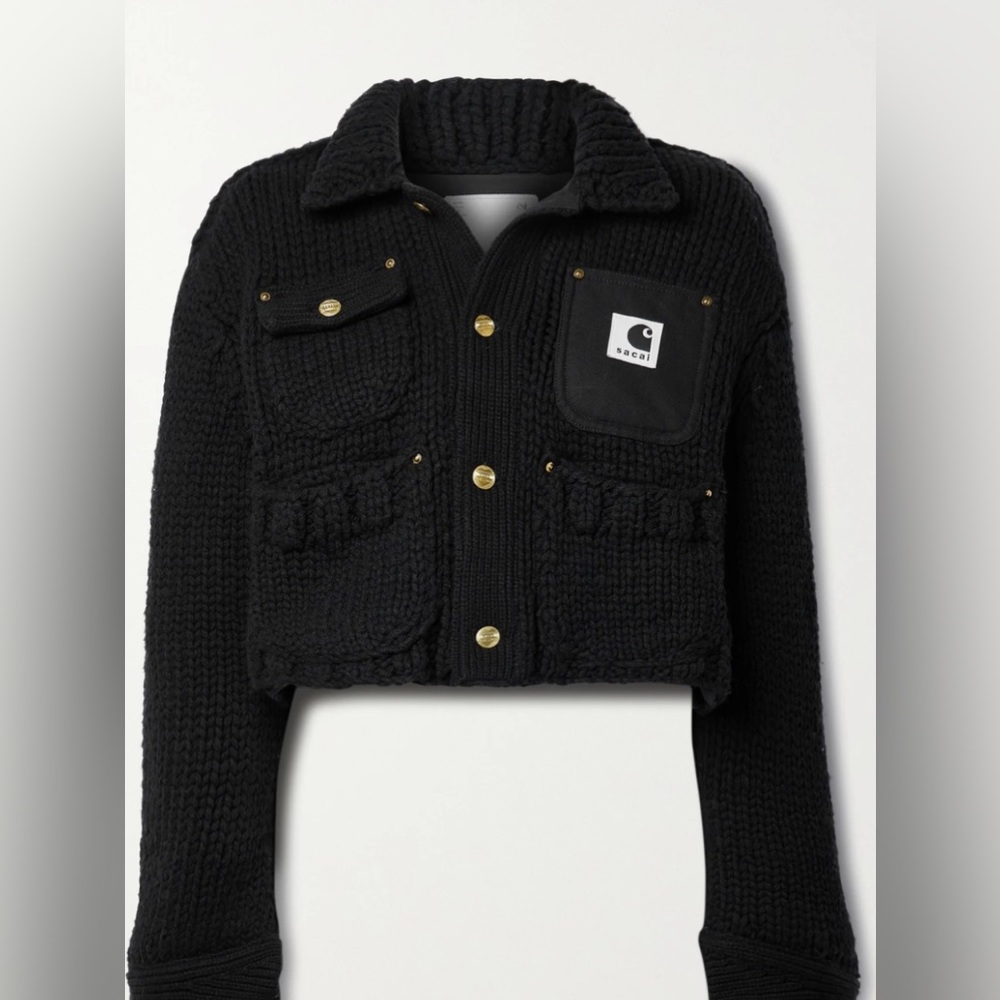 NWT - SACAI + Carhartt WIP cropped canvas-trimmed ribbed